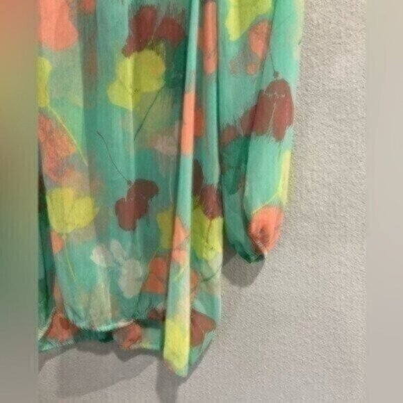 Lane Bryant Floral Chiffon Top Casual V Neck Semi Sheer Long Sleeve - Picture 3 of 7